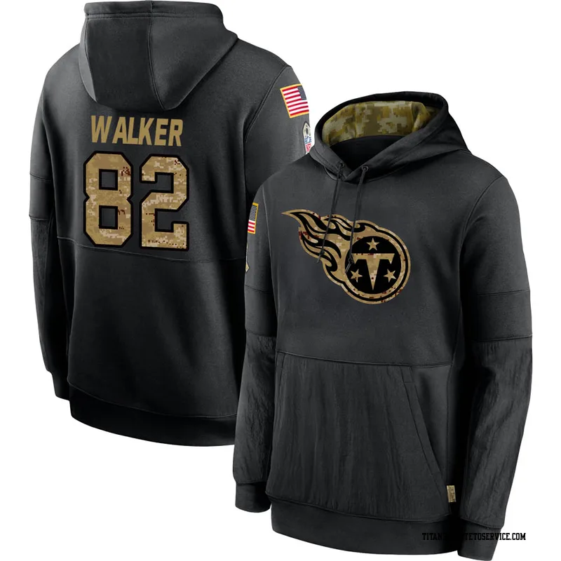 Limited Youth Delanie Walker Black Jersey - #82 Football Tennessee Titans  Salute to Service Therma Long Sleeve Size S(10-12)